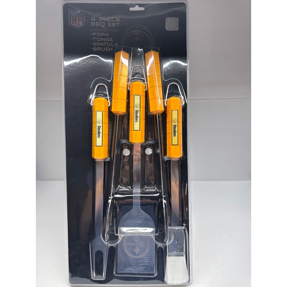 NFL Pittsburgh Steelers 4 Piece BBQ Set Stainless Steel Grilling Tools Siskiyou